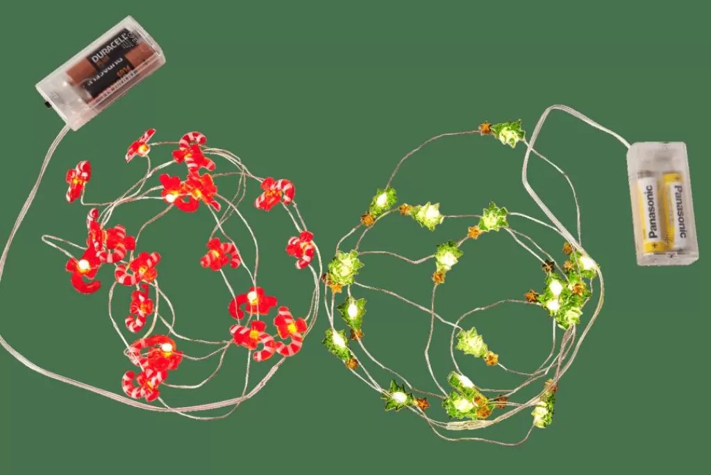 CASA ARO Filo Luminoso Con 20 Luci Led 2 Disegni Rosso, Verde- Fili Luminosi