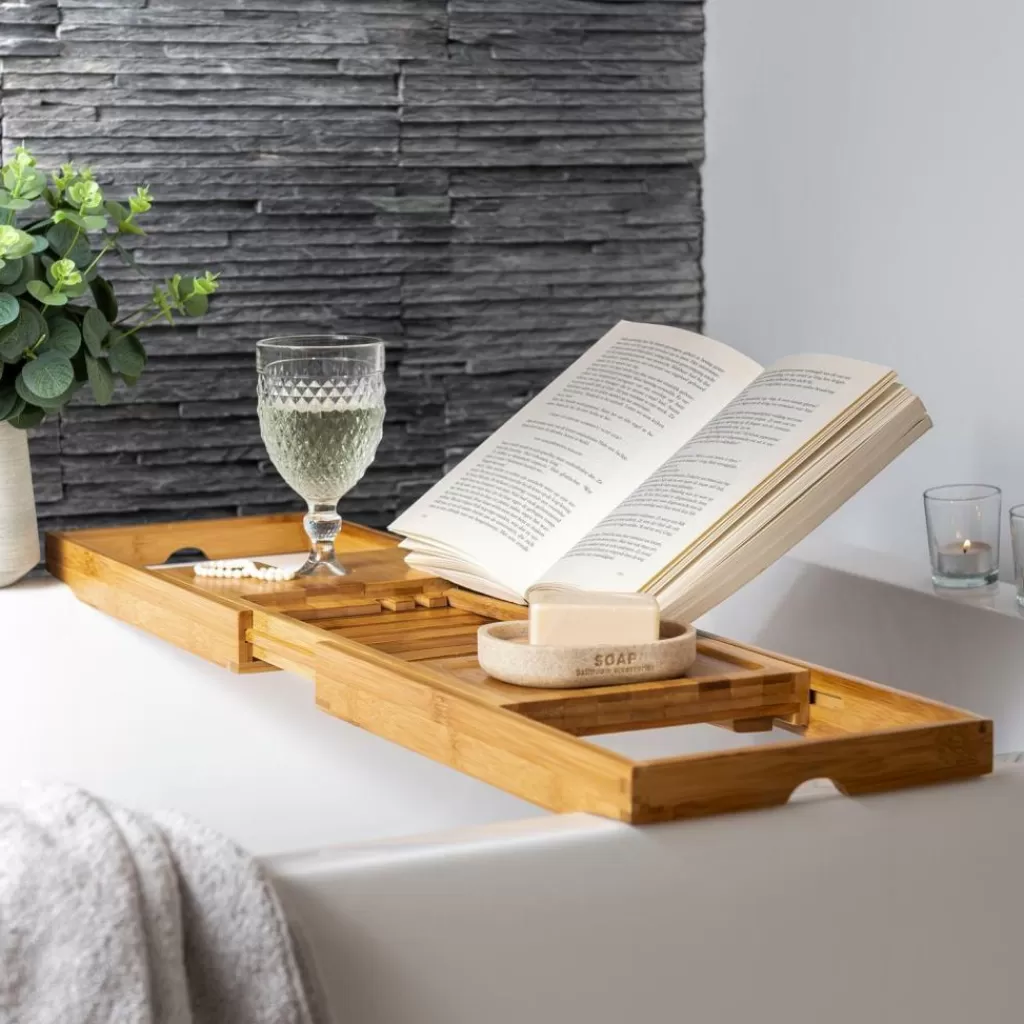 CASA BAMBOO Mensola Per Vasca Da Bagno Naturale- Accessori Per La Vasca