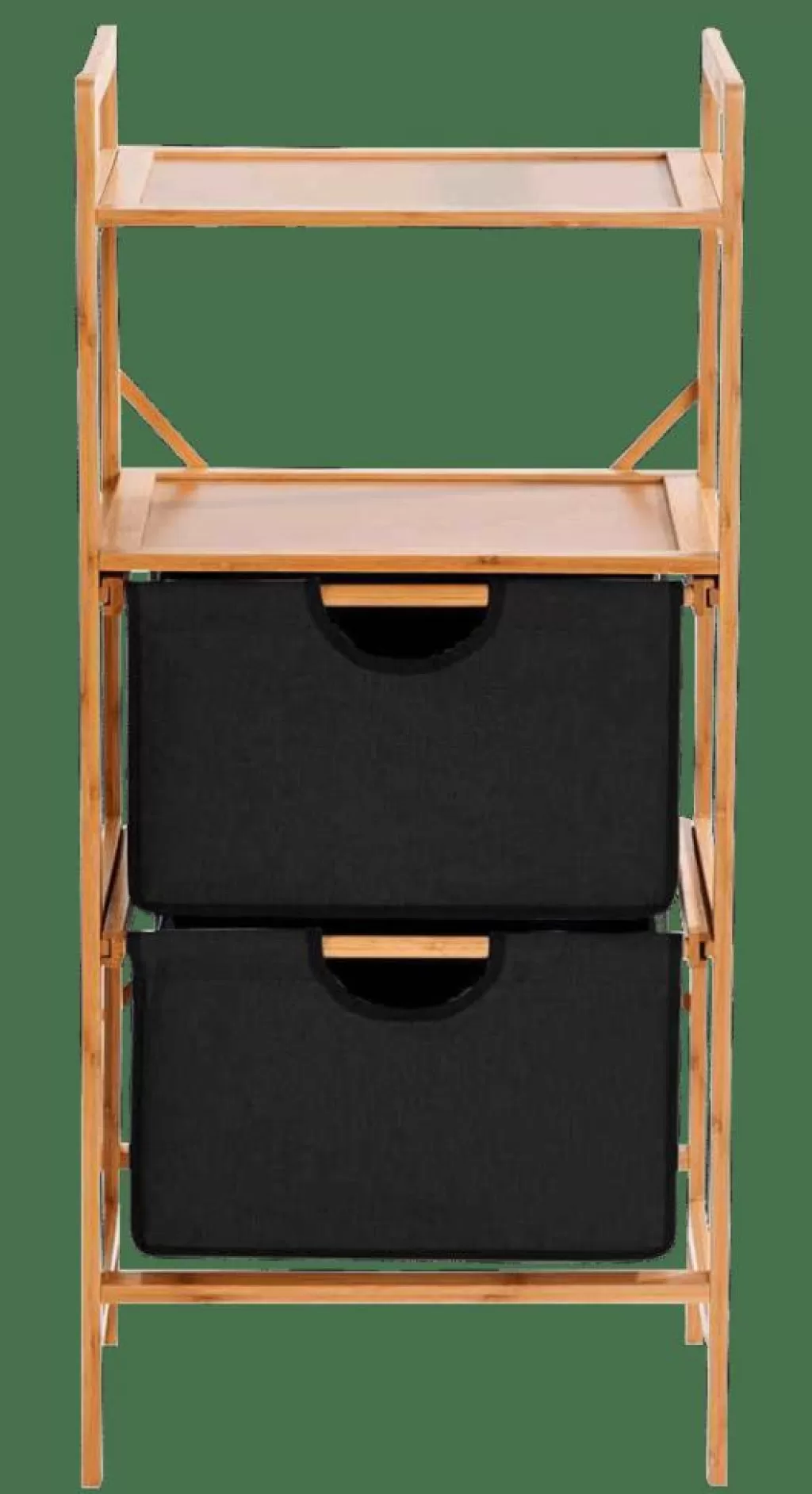 CASA BAMBOO Mobile Con 2 Cassetti Nero, Naturale- Cassettiere