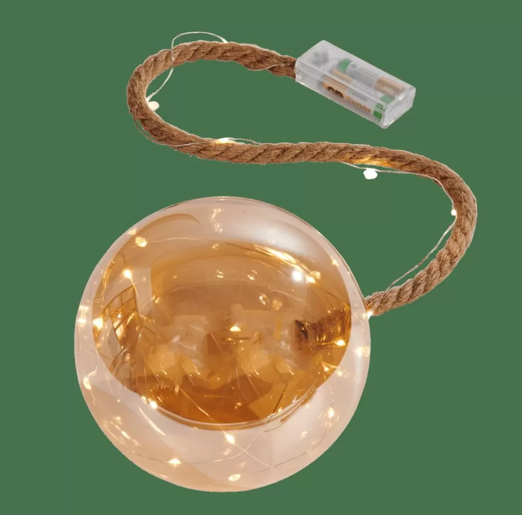CASA BLOXEM Pallina Decorativa Con 21 Luci Led Dorato- Lampade Led