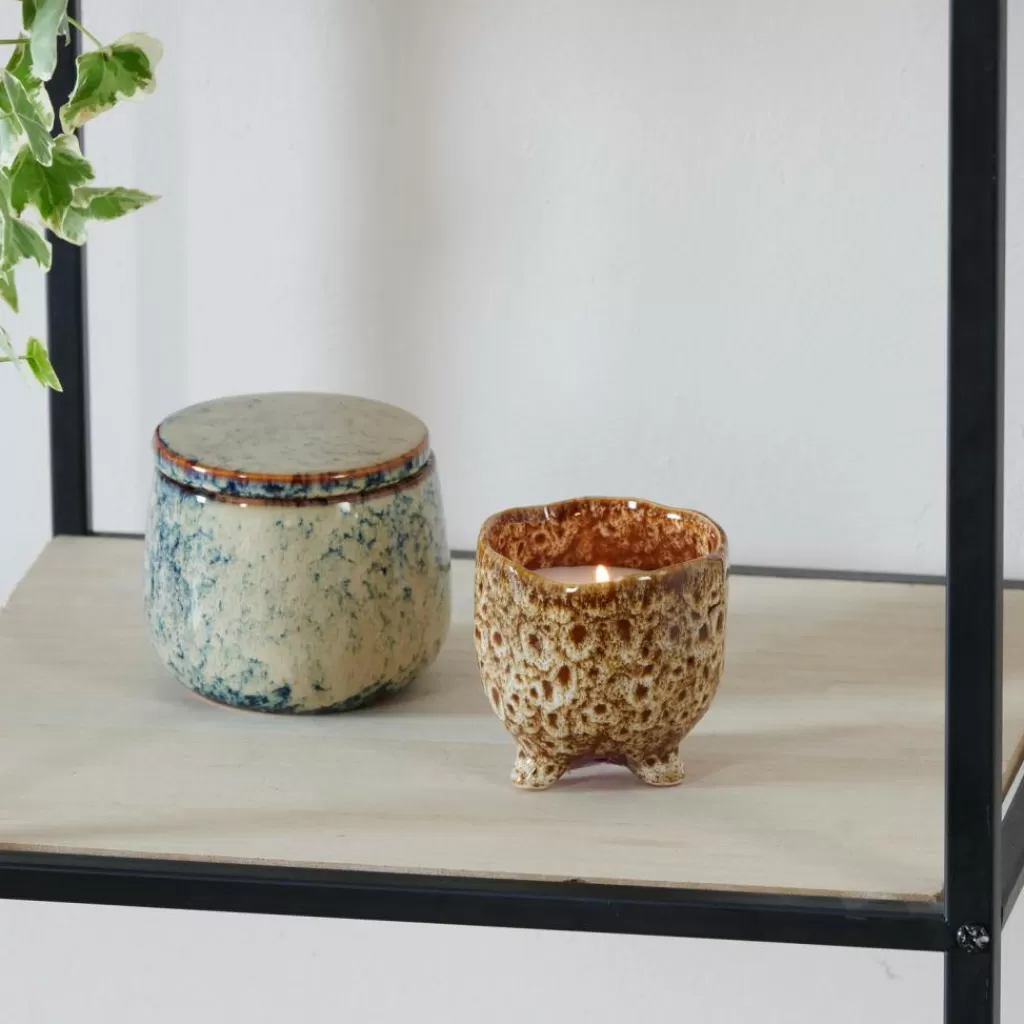 CASA CERAMIC Candela In Vaso Marrone- Candele