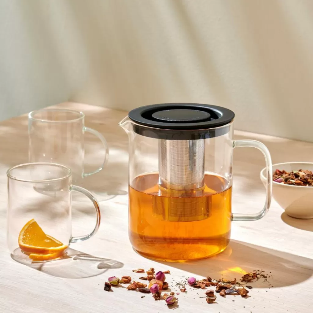 CASA CHAI Teiera 1,5 L Nero, Trasparente- Utensili Da Tè