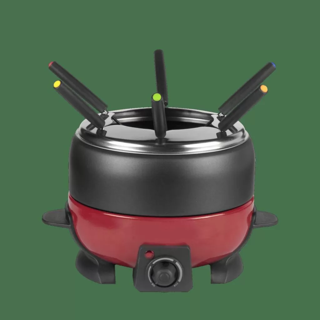 CASA DINNER Set Di Fonduta Con 6 Forchette Nero, Rosso- Elettrodomestici