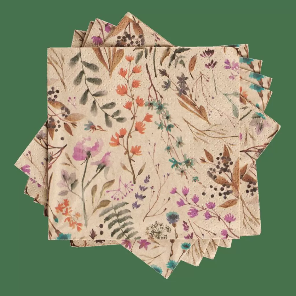 CASA ECO DRIED FLOWER Set Di 20 Tovaglioli Multicolore- Tovaglioli