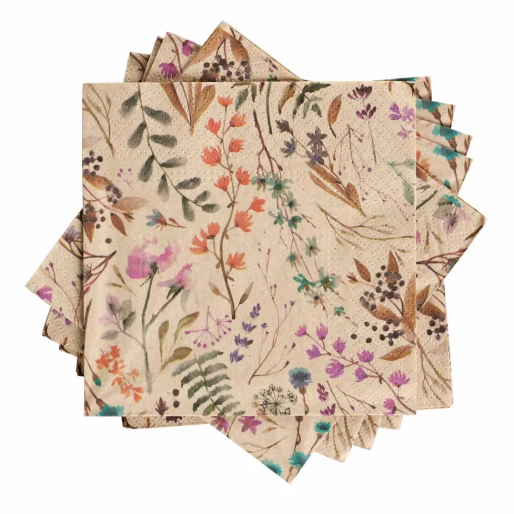CASA ECO DRIED FLOWER Set Di 20 Tovaglioli Multicolore- Tovaglioli