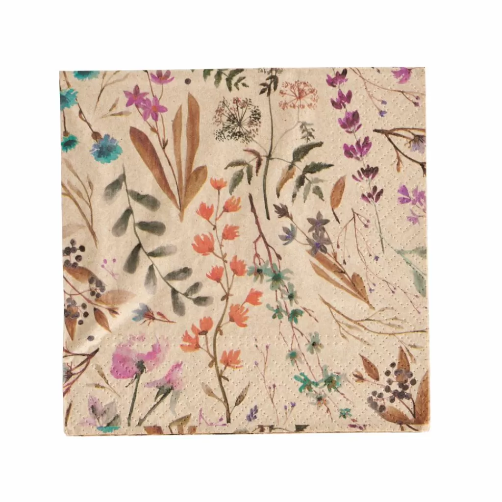 CASA ECO DRIED FLOWER Set Di 20 Tovaglioli Multicolore- Tovaglioli