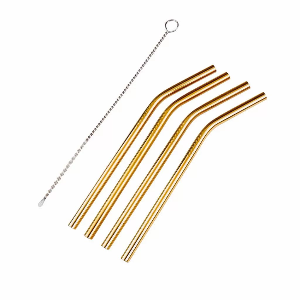 CASA FANCY Cannucce Con Spazzola Argentato- Accessori Per Cocktail