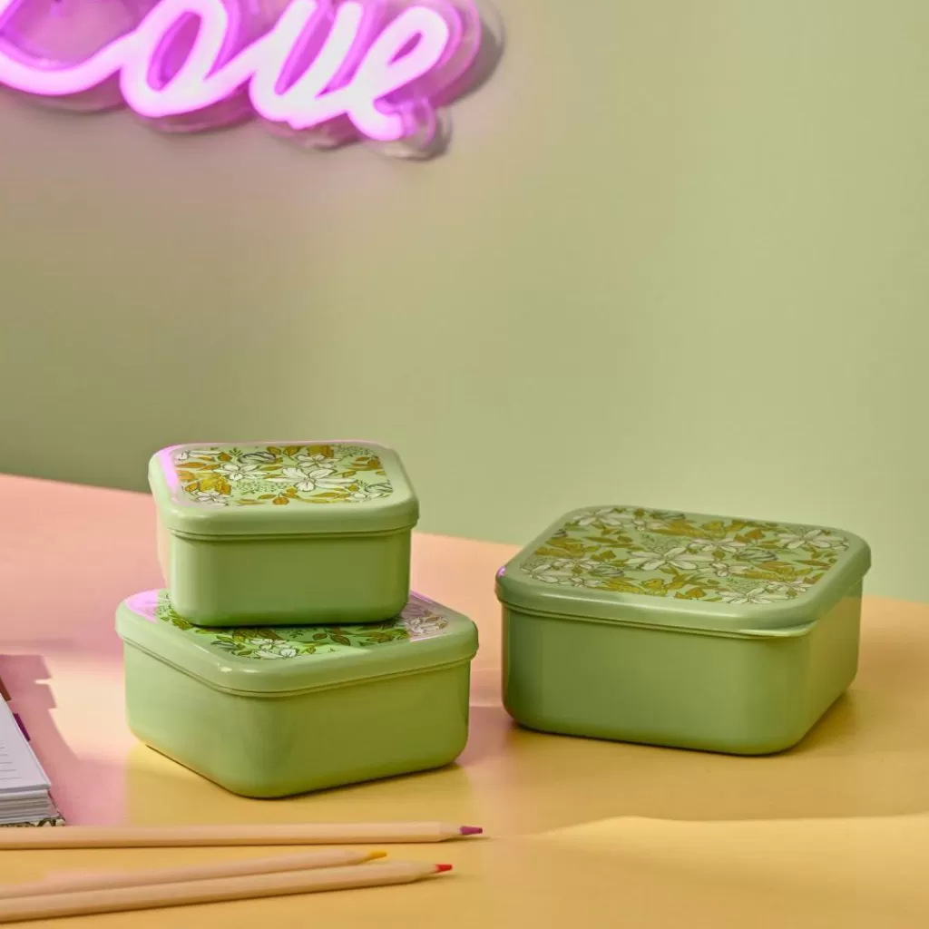 CASA FRESHMOOD Contenitori X Snack Set Da 3 Seafoam + Stampa Loulou Colore: Seafoam- Scatole Conserva Vivande