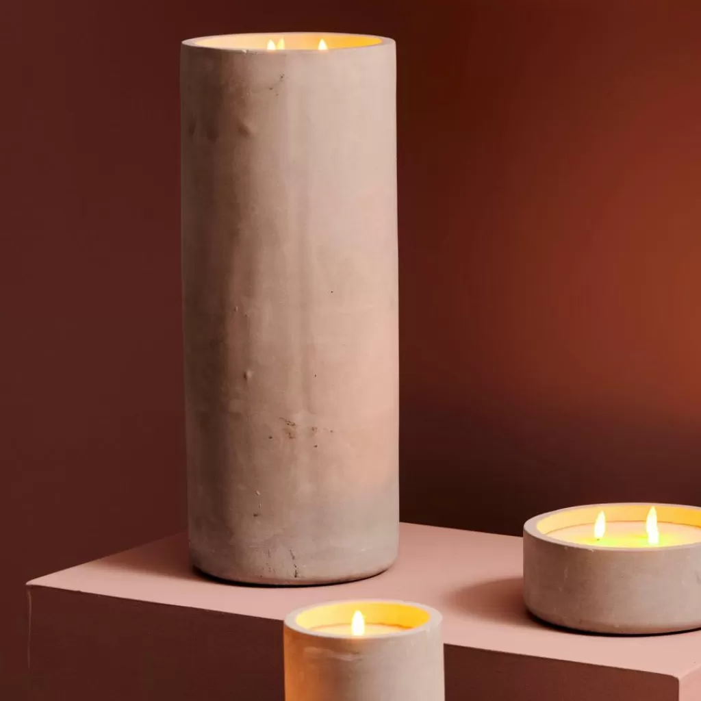 CASA FUEGO Candela A LED Solare Grigio Chiaro- Candele Led | Illuminazione Esterna