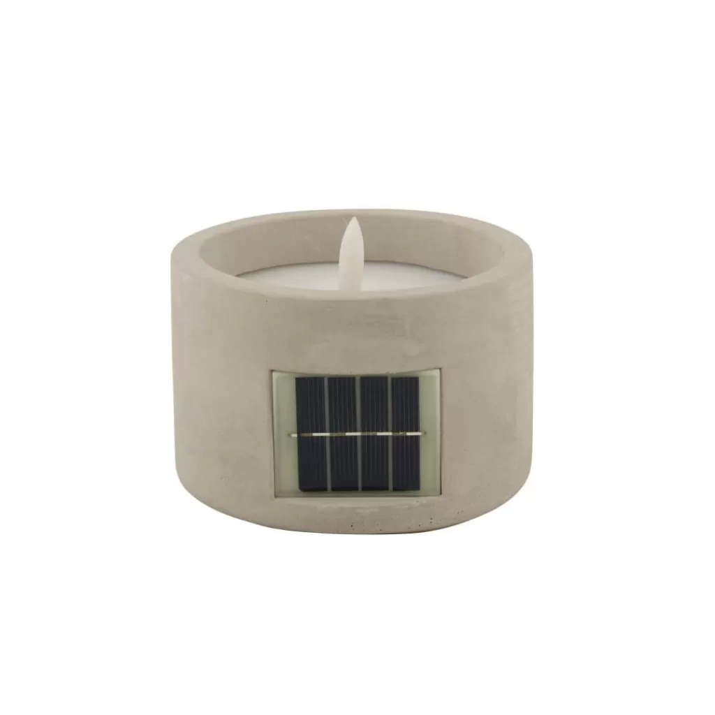 CASA FUEGO Candela A LED Solare Grigio Chiaro- Candele Led | Illuminazione Esterna