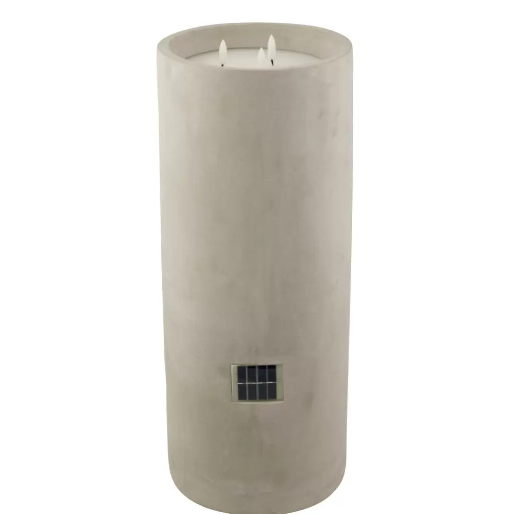 CASA FUEGO Candela A LED Solare Grigio Chiaro- Candele Led | Illuminazione Esterna