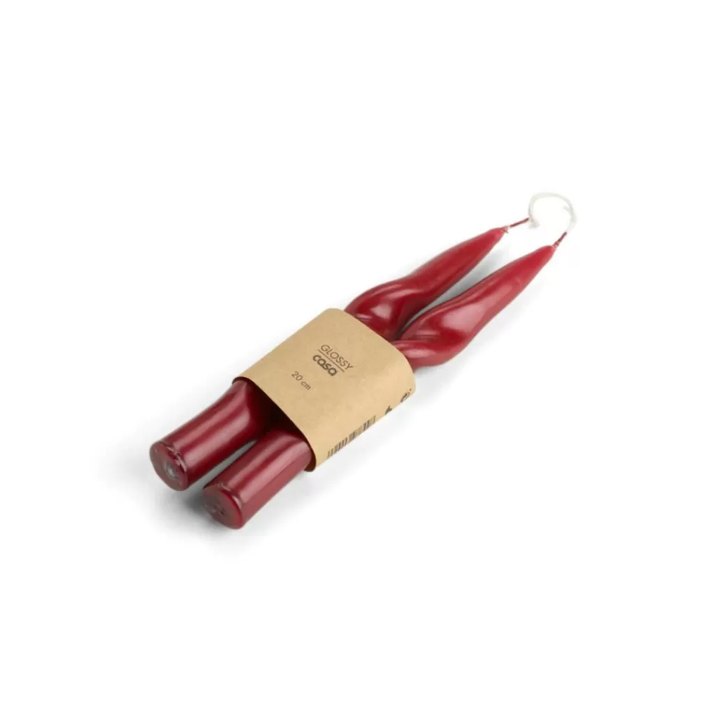 CASA GLOSSY Candela S/2 Rosso Scuro- Candele