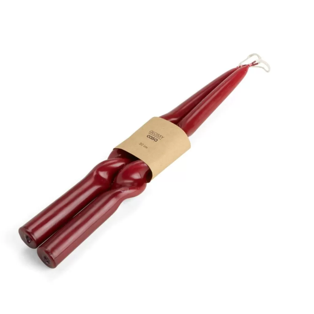 CASA GLOSSY Candela S/2 Rosso Scuro- Candele