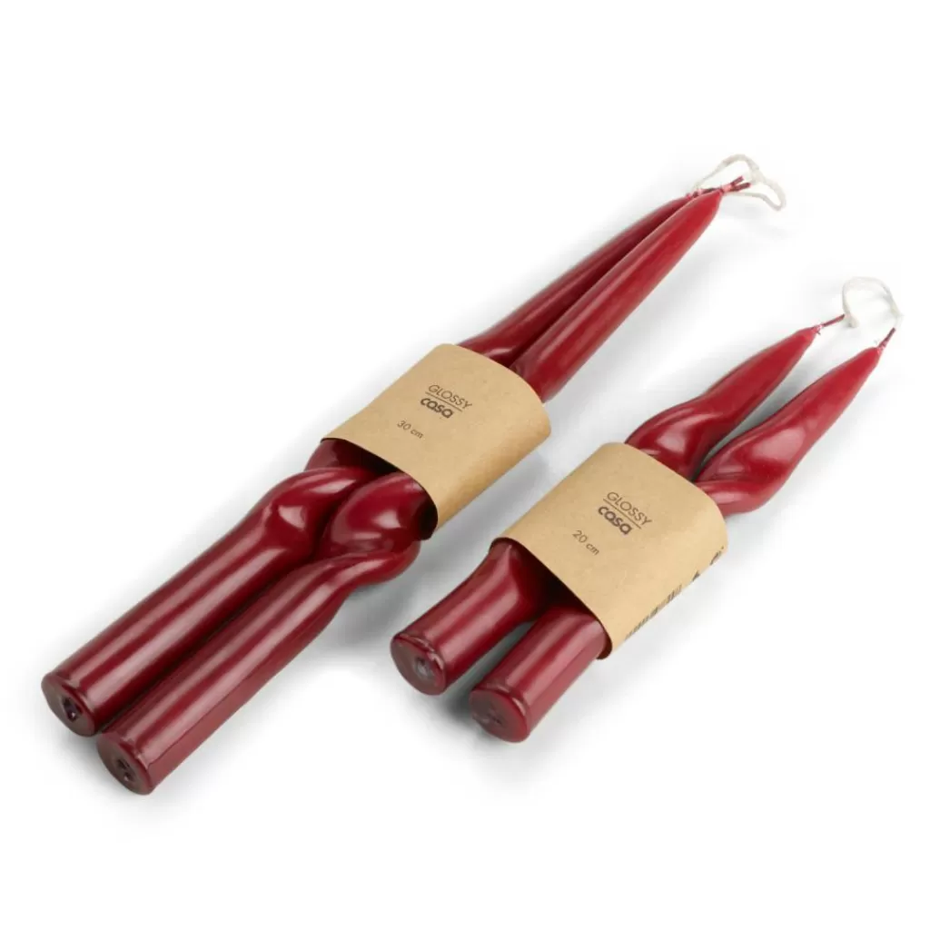 CASA GLOSSY Candela S/2 Rosso Scuro- Candele