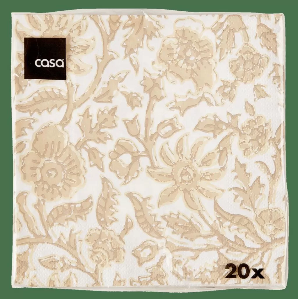 CASA HENNA FLOWER Set Di 20 Tovaglioli Rosso, Beige- Tovaglioli