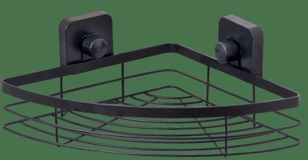 CASA INDUSTRIA Cestino Per Doccia Con Ventose Nero- Accessori Per La Doccia