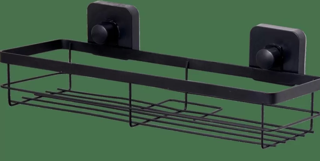 CASA INDUSTRIA Cestino Per Doccia Con Ventose Nero- Accessori Per La Doccia