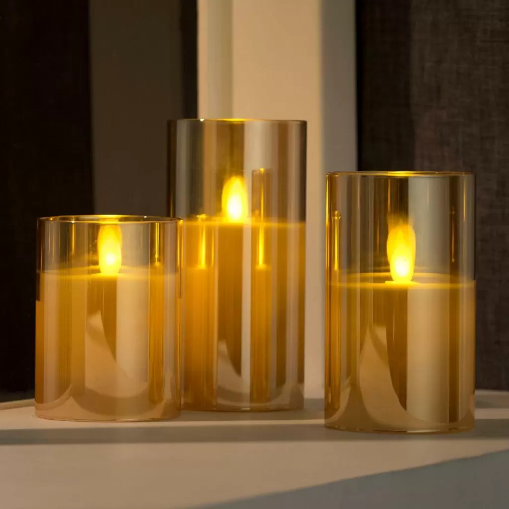 CASA ION Candele Led Set Di 3 Ambra- Candele Led