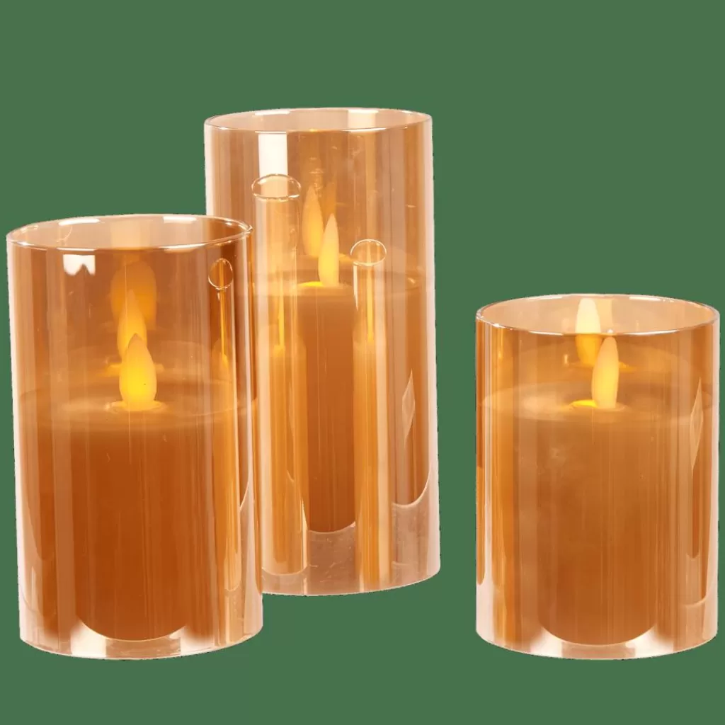 CASA ION Candele Led Set Di 3 Ambra- Candele Led