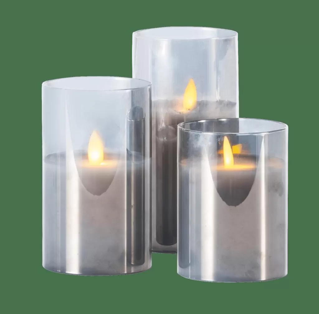 CASA ION Candele Led Set Di 3 Grigio- Candele Led