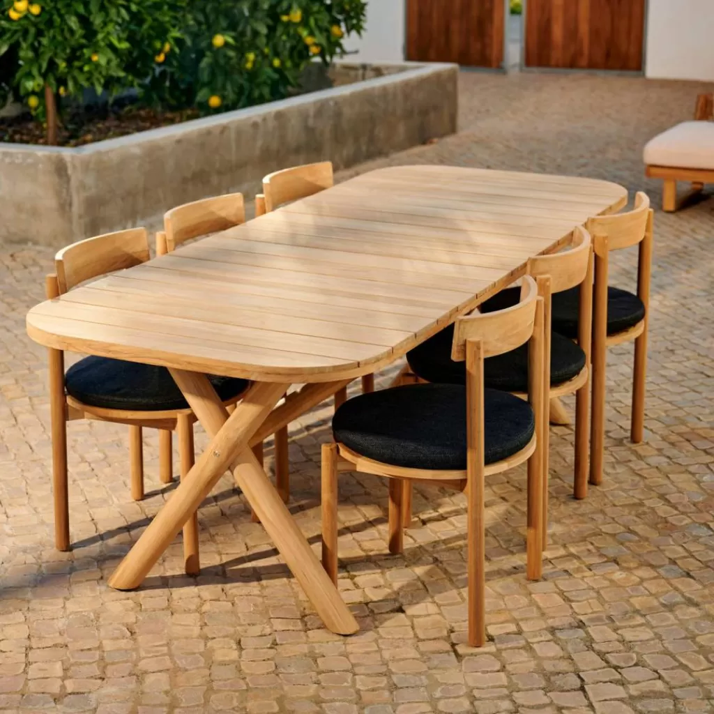 CASA JULES Set Da Giardino Con Cuscini Per Sedie Nero- Tavoli Da Giardino | Set Da Giardino