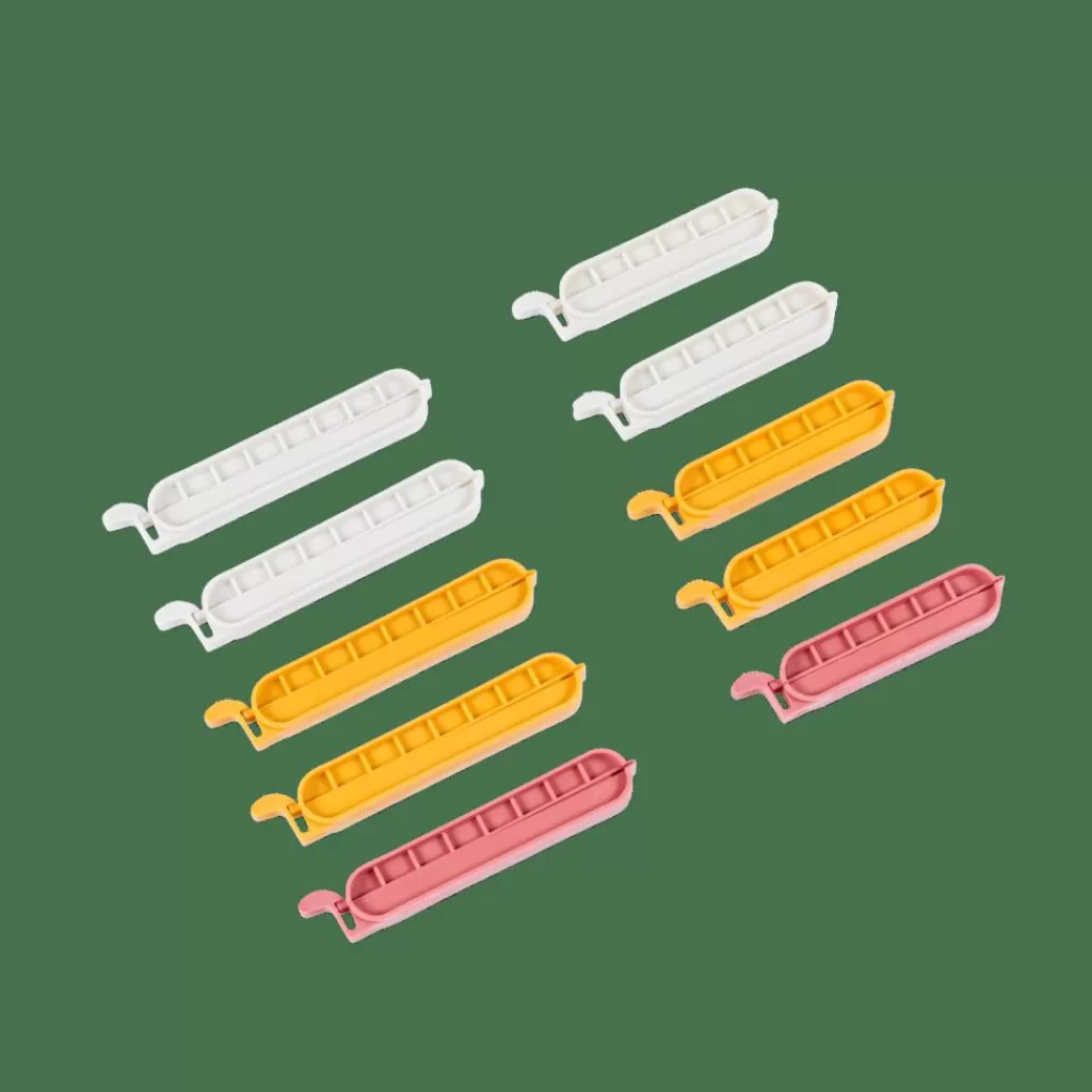 CASA KLIPPER Clip Chiudisacchetto Set Di 10 Mix Di Colori Grigio, Giallo Scuro, Terracotta- Accessori Da Cucina