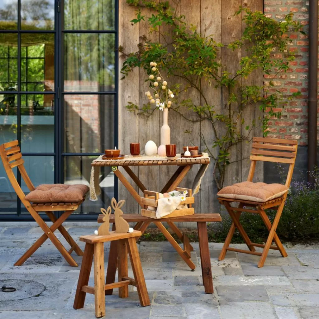 CASA KOS Sedia Pieghevole Naturale- Set Balcone | Sedie Bistro