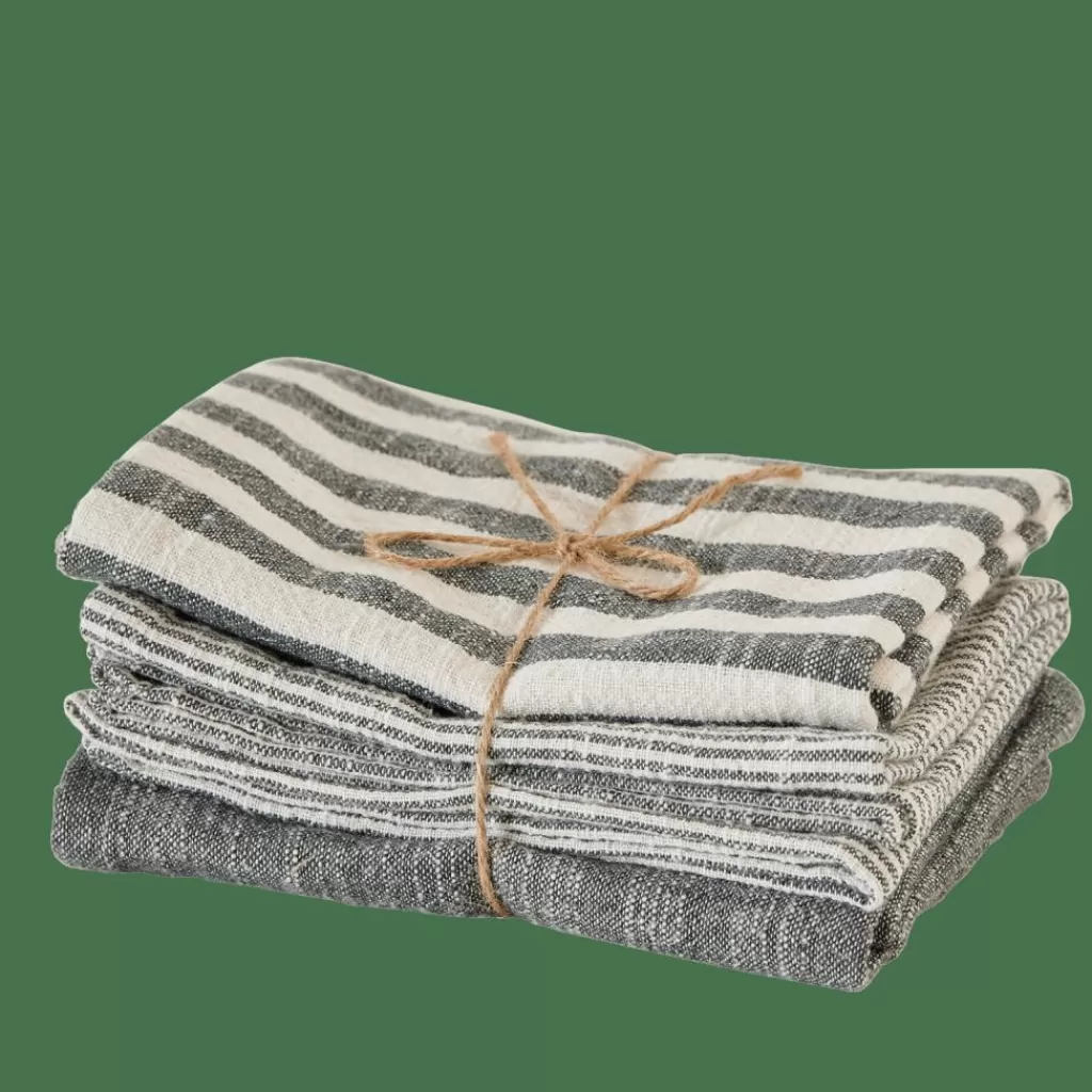 CASA LAURENT Strofinacci Set Di 3 Grigio- Strofinacci