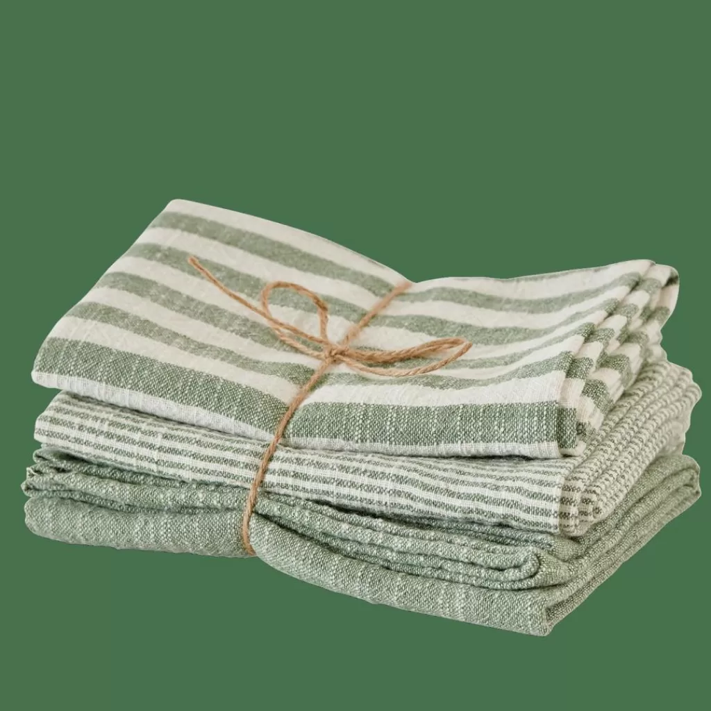 CASA LAURENT Strofinacci Set Di 3 Verde- Strofinacci