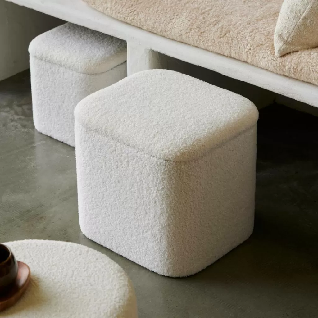 CASA LIAM Pouf Con Contenitore Bianco- Pouf Portatutto