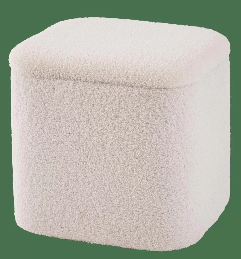 CASA LIAM Pouf Con Contenitore Bianco- Pouf Portatutto