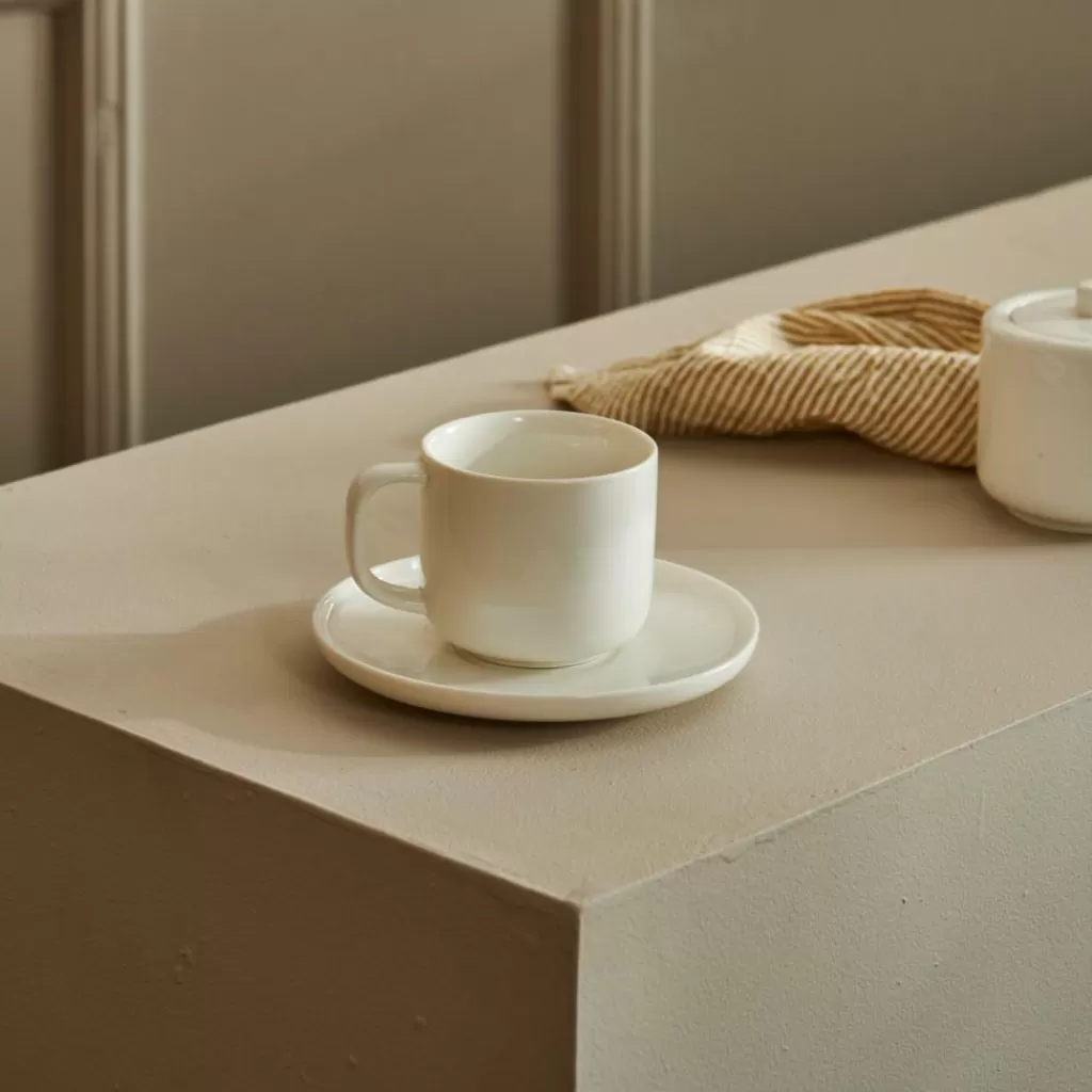 CASA MOON Tazza E Piattino 20 CL Bianco- Tazze