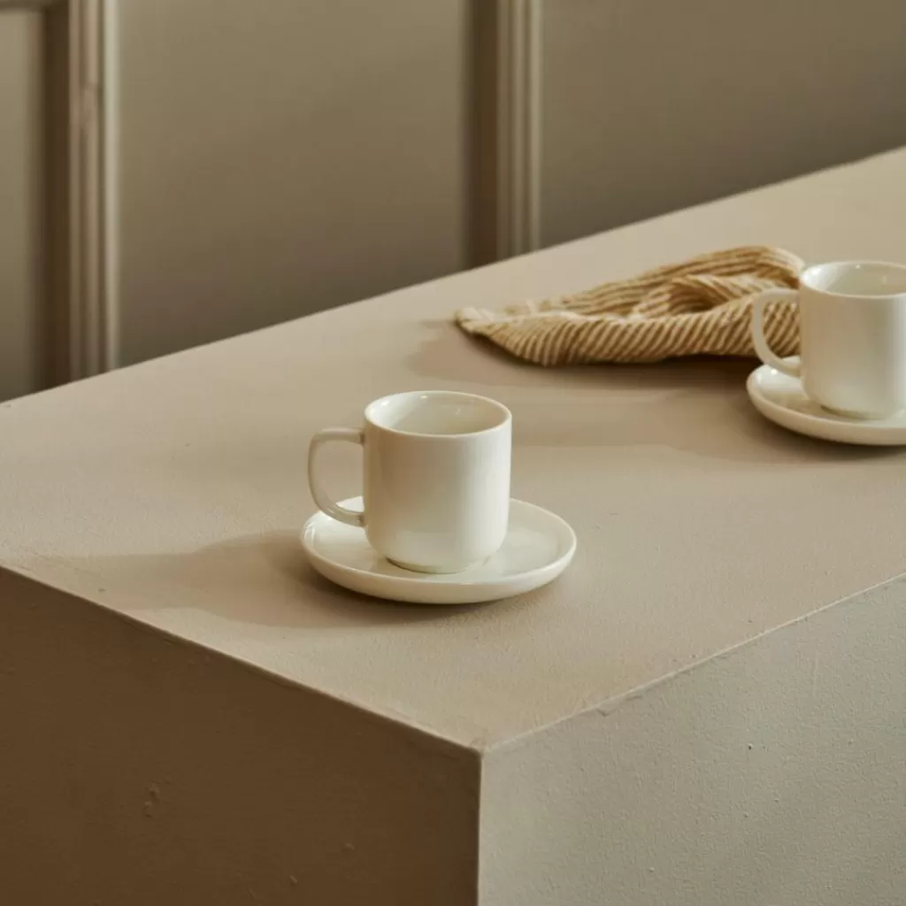 CASA MOON Tazza Espresso E Piattino 9 CL Bianco- Tazze