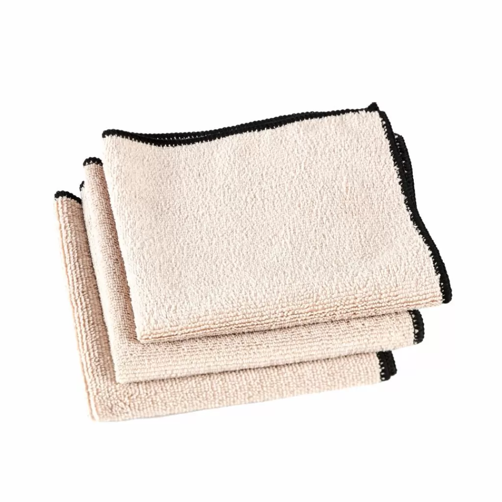 CASA MULTI Panno In Microfibra Set Di 3 Nero- Strofinacci