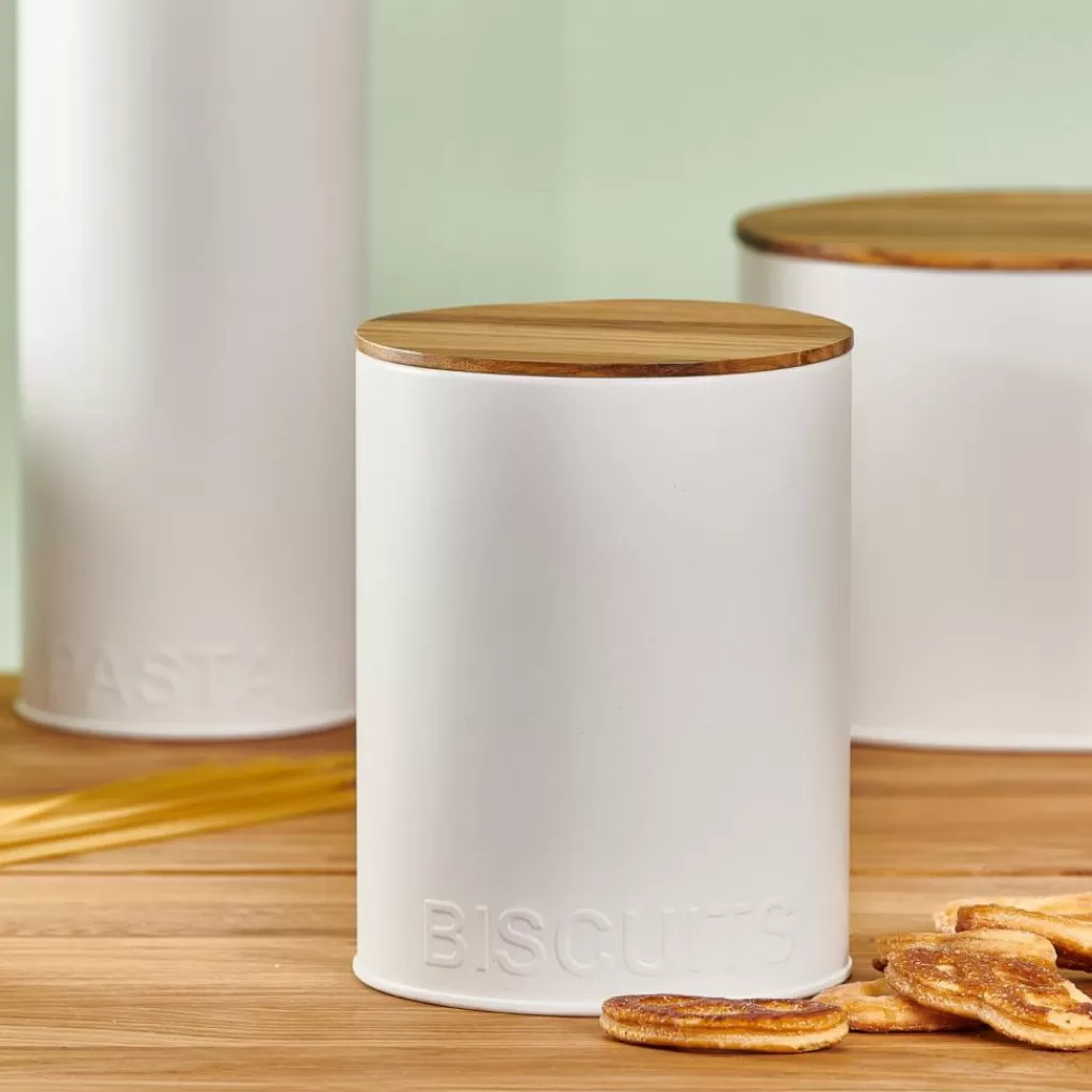 CASA NAGINI Contenitore Per Biscotti Bianco, Naturale- Contenitore Per Alimenti | Scatole Conserva Vivande