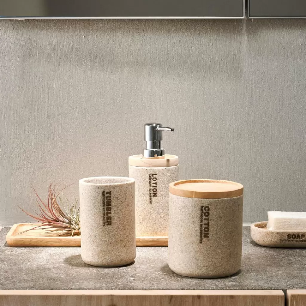 CASA NEW RESIN Contenitore Per Ovatte Naturale- Accessori Da Lavandino