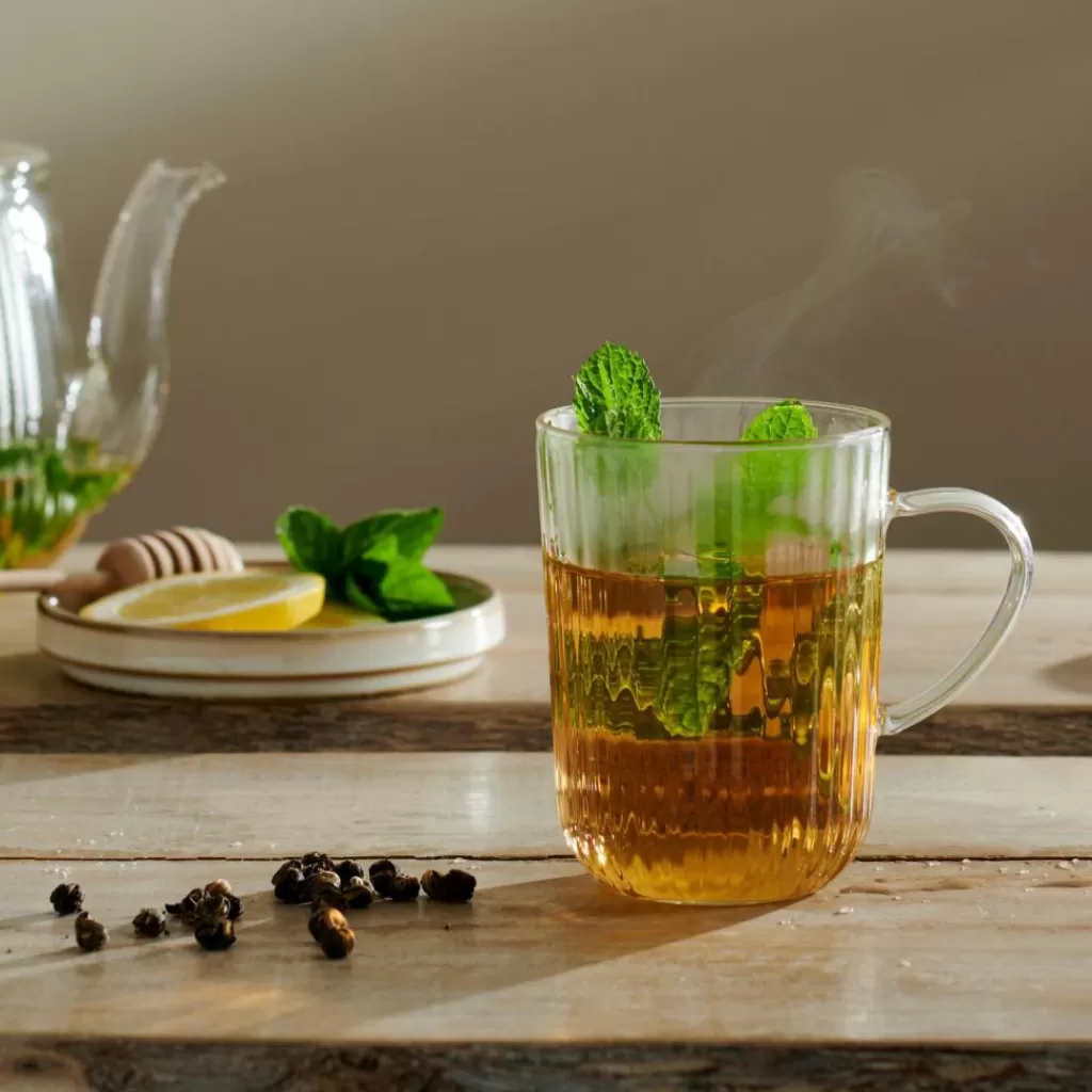 CASA PAUSA Bicchiere Tè, Manico 45 CL Trasparente- Bicchieri Da Caffè | Bicchieri Da Tè