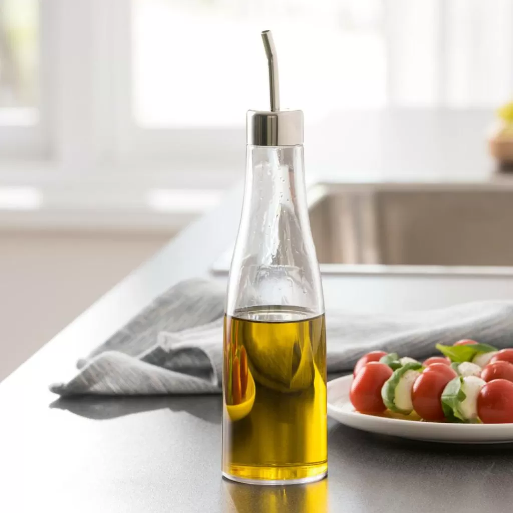 CASA PURE Bottiglietta Per Olio Argentato, Trasparente- Bottiglie Per Olio