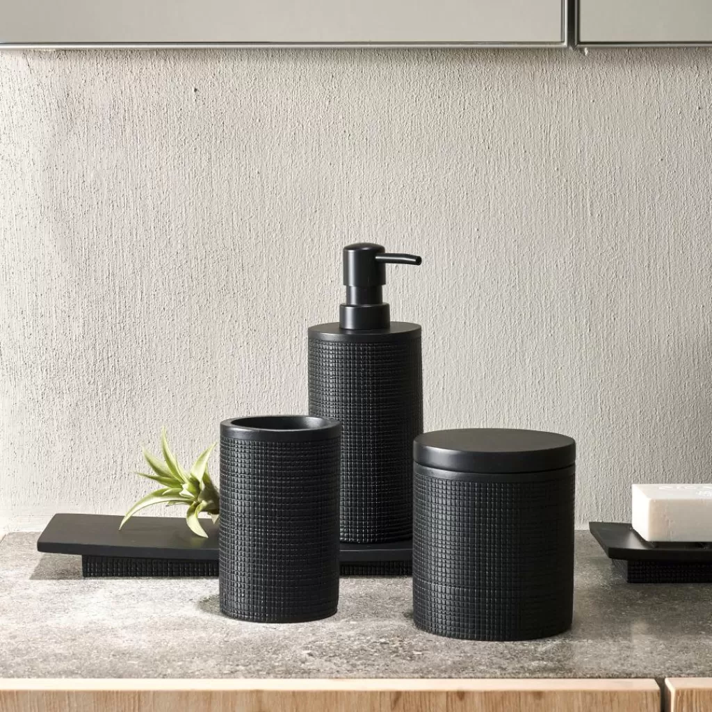 CASA SAMOURAI Scopino WC In Supporto Nero- Accessori Da Lavandino