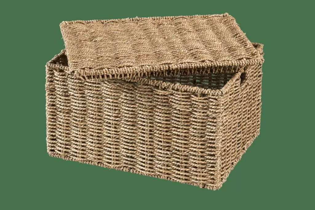 CASA SEAGRASS Cesto Portatutto L Con Coperchio Naturale- Cesti Portatutto
