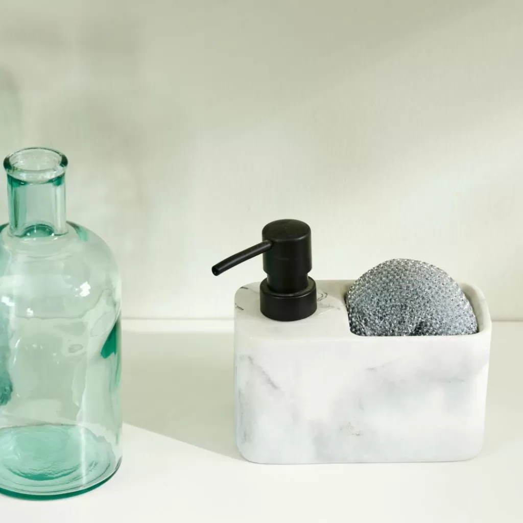 CASA SHADOW Dispenser Sapone Con Spugna Nero, Bianco- Lavare I Piatti