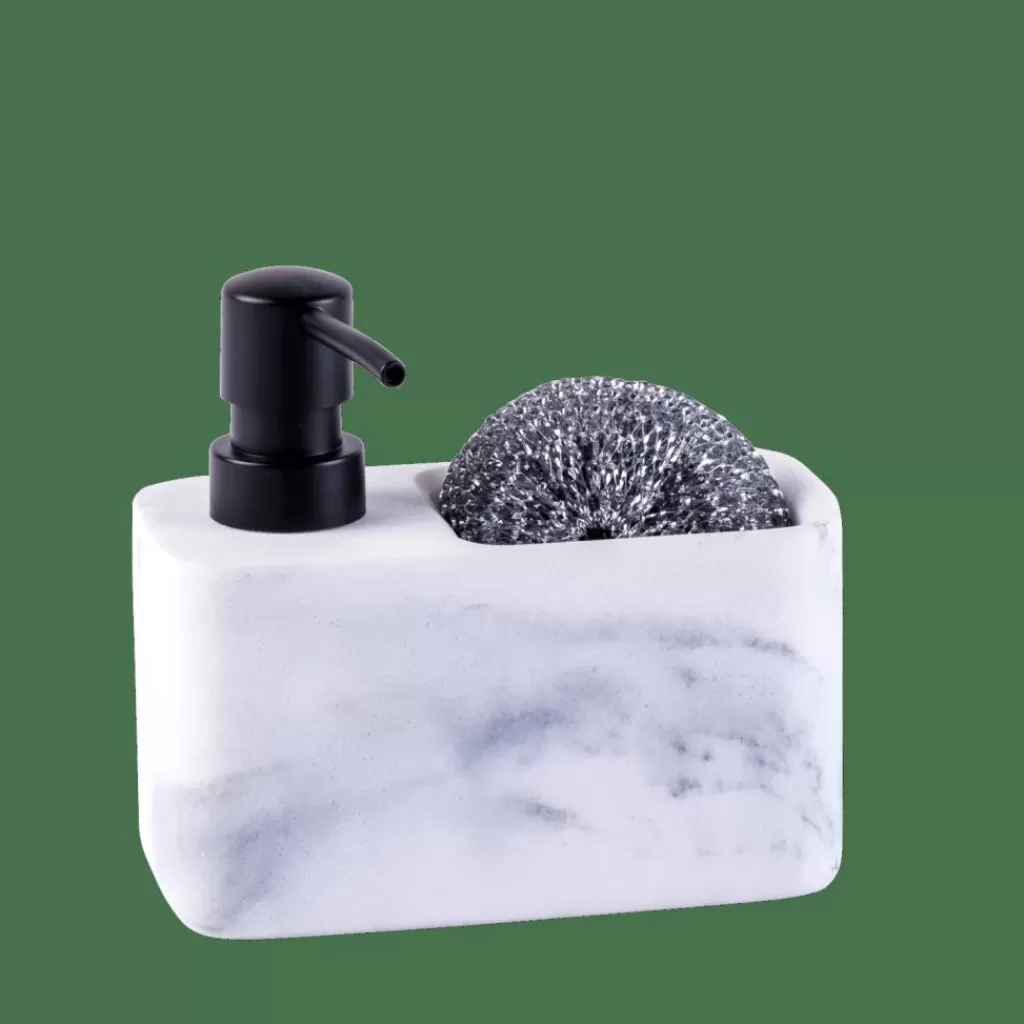 CASA SHADOW Dispenser Sapone Con Spugna Nero, Bianco- Lavare I Piatti