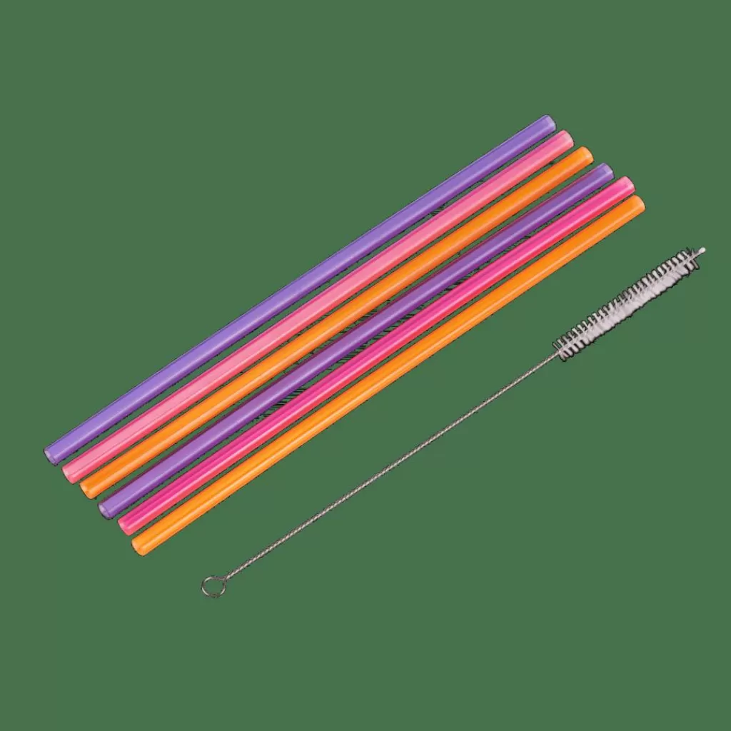 CASA SLURP Set Di 6 Cannucce Riutilizzabili Mix Di 3 Colori Arancione, Viola, Rosa- Accessori Per Cocktail