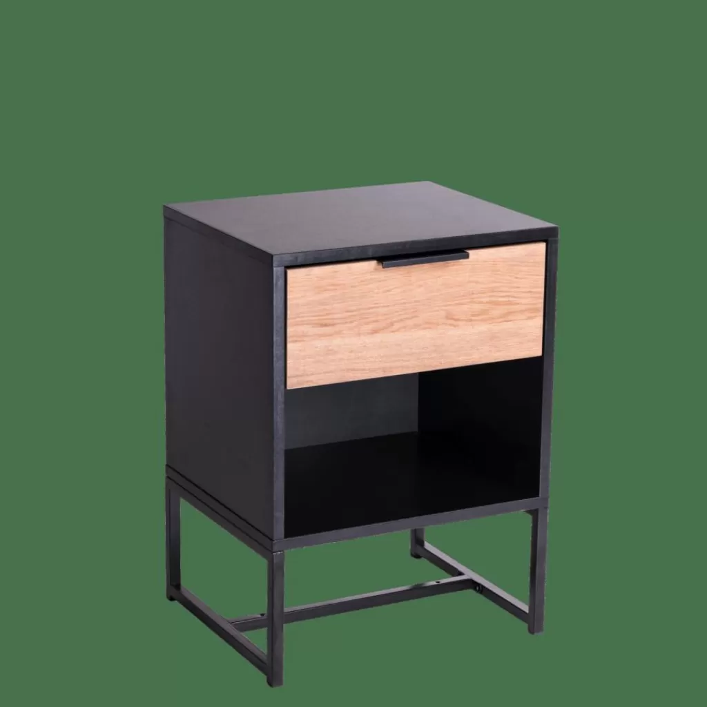 CASA TRENTON Comodino Nero, Naturale- Comodini | Cassettiere