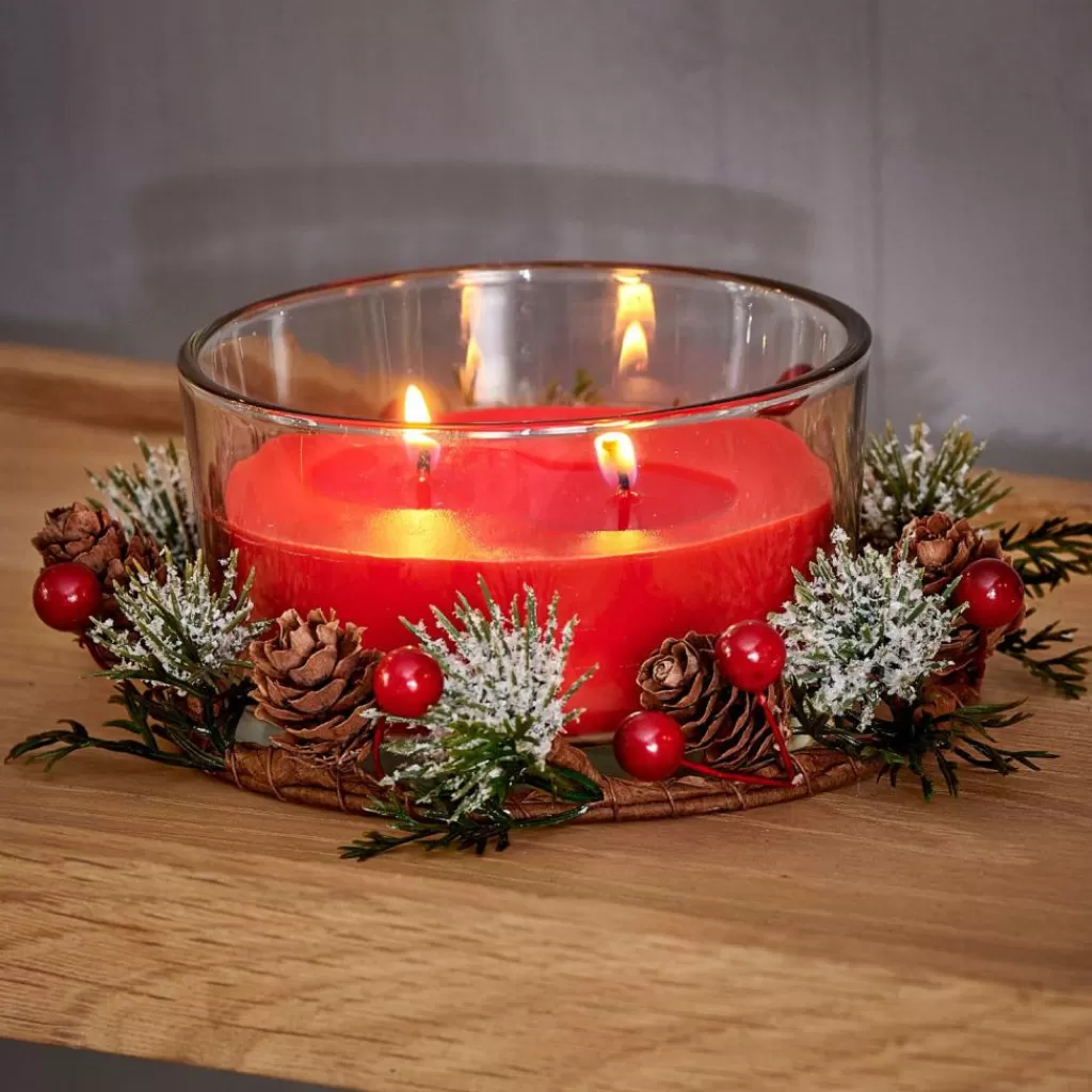 CASA XMAS Candela Con Decorazione Rosso- Candele