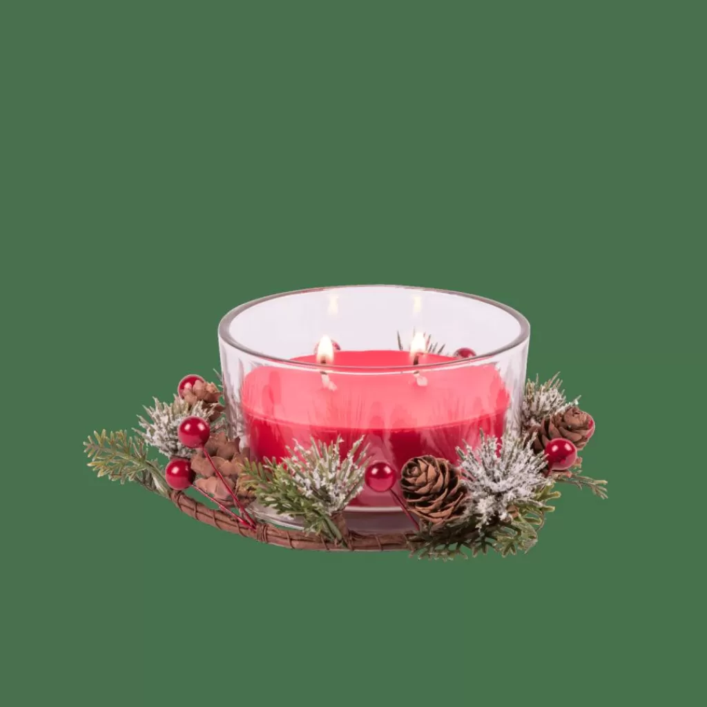 CASA XMAS Candela Con Decorazione Rosso- Candele