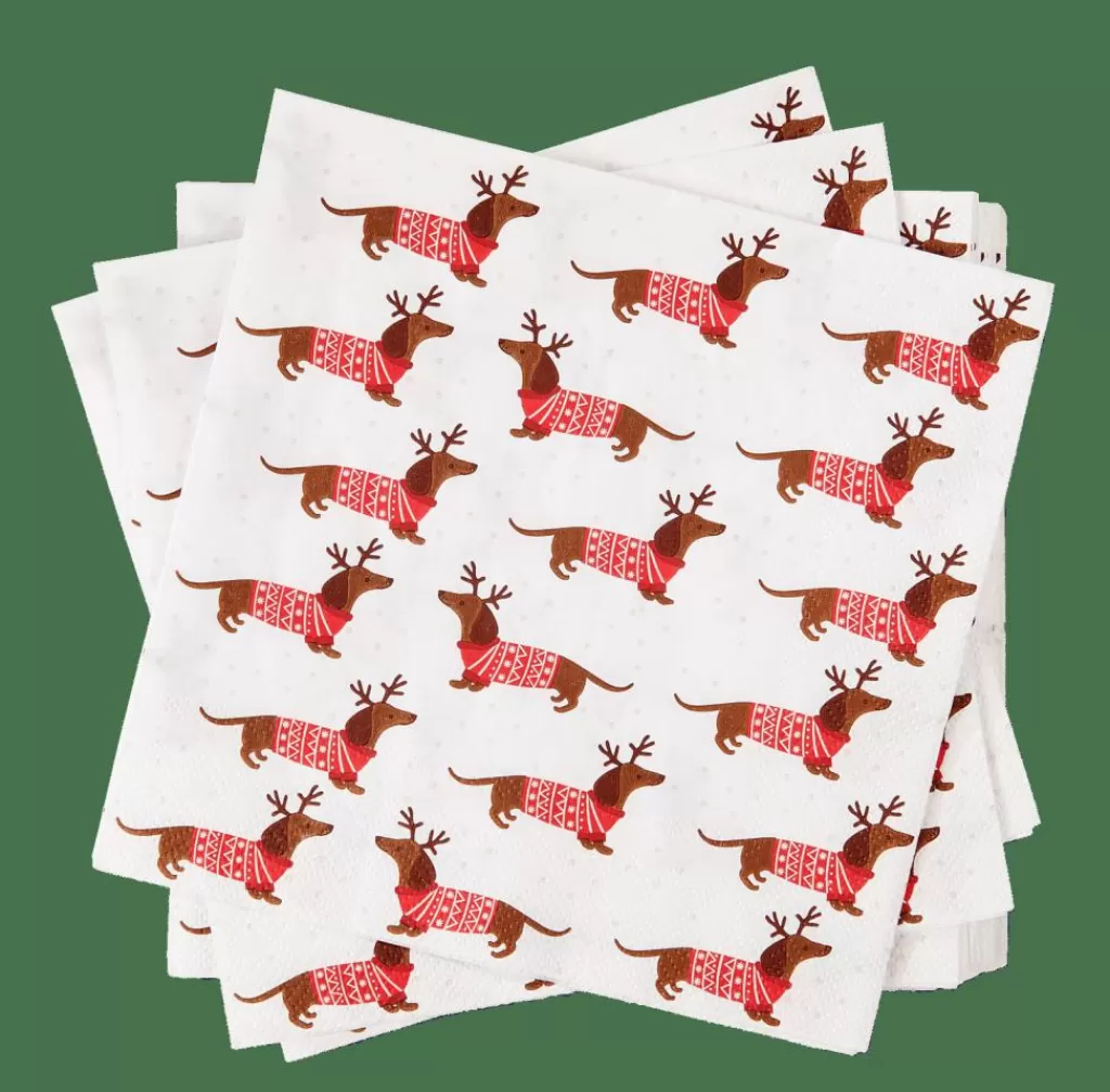 CASA X-MAS DOG Set Di 20 Tovaglioli Multicolore- Tovaglioli