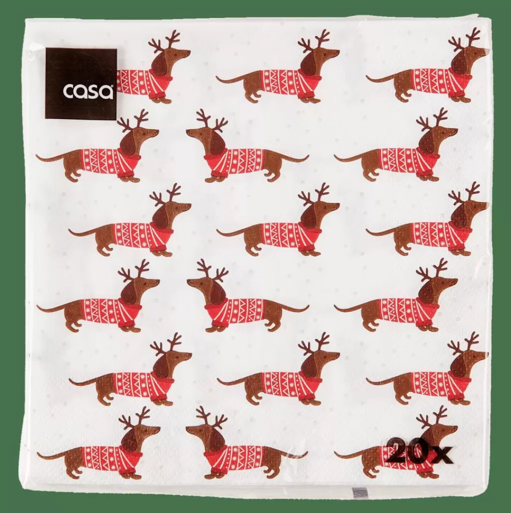 CASA X-MAS DOG Set Di 20 Tovaglioli Multicolore- Tovaglioli