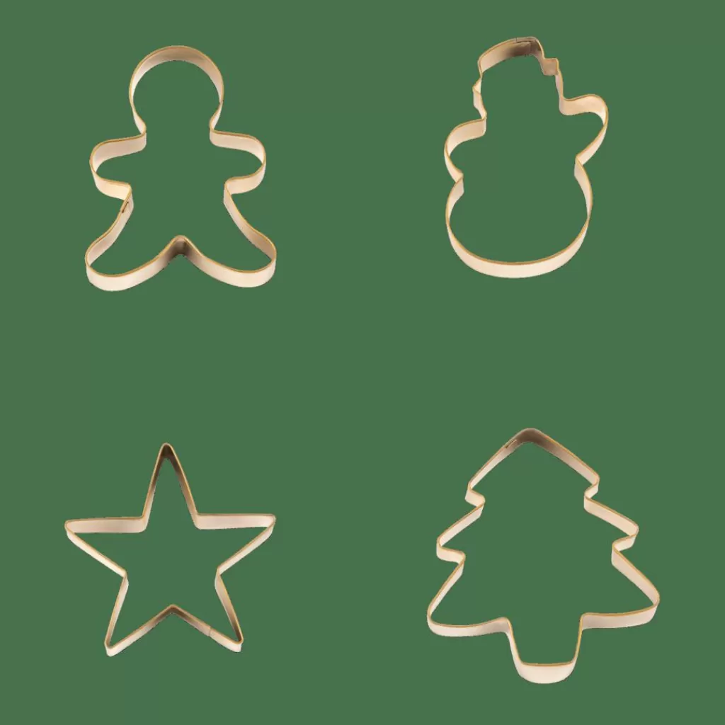 CASA X-MAS GOLD Formine Coppaimpasto Set Di 4 Dorato- Utensili Da Forno | Stampi